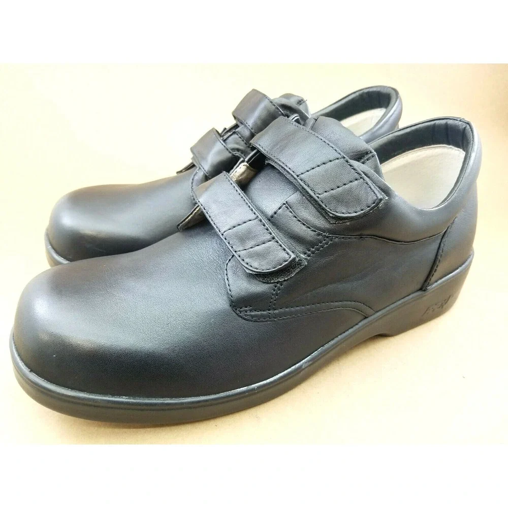 APEX B3000M Black Leather Therapeutic Diabetic Strap Men's Shoes Sz 12.5 M